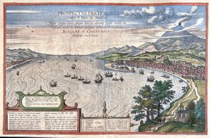 Die Meerenge von Messina, zwischen Sizilien und Kalabrien (Italien) (Stich)