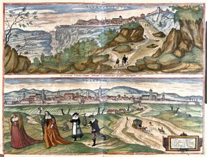 Acquapendente (Provinz Viterbo) und Treviso, Italien (Gravur) von Georg Braun and Hogenberg Franz