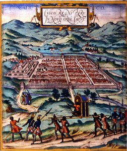 Cuzco, das Hauptzentrum der Inka-Zivilisation. Atlas von Braun & Hogenberg von Georg Braun and Hogenberg Franz