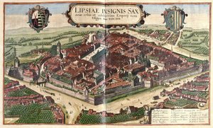 Leipzig, Sachsen, Deutschland (Gravur) von Georg Braun and Hogenberg Franz