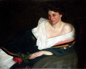 Porträt einer Dame auf einem Sofa von George Charles Aid