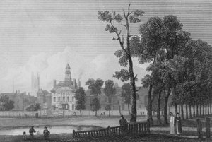 Bethlehem Hospital, wie es im Juni 1811 in London erschien (Stich) von George (after) Arnald