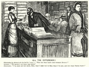 Punch-Karikatur: Der Unterschied! (Gravur) von George (after) Du Maurier