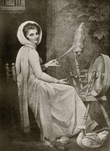 Lady Hamilton als Die Spinnerin, graviert von Thomas Cheesman, aus 