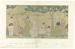 Gazette du Bon Ton, Sommer 1915 - Nr. 8-9, Pl. 3: Vichy (II) / oder / Das Marionettenspiel