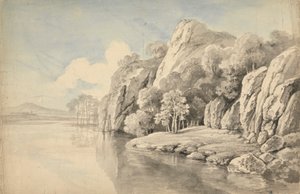 Flussufer mit hohen Felsen