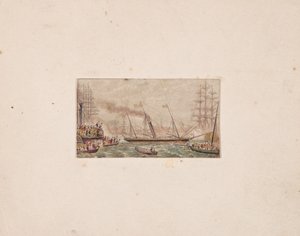 Nadelbox-Druck: Die königliche Flotte in der Kilkenny-Bucht (?)