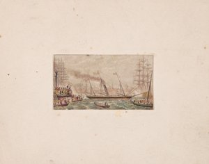 Nadelbox-Druck: Die königliche Flotte in der Kilkenny-Bucht, 1850