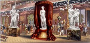 Skulpturen - Innenansicht der Great Exhibition von George Baxter