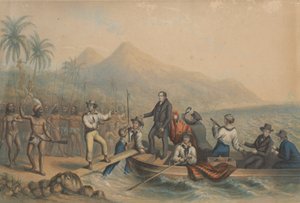Die Aufnahme von Rev. J. Williams in Tanna in den Südseeinseln, einen Tag vor seiner Ermordung