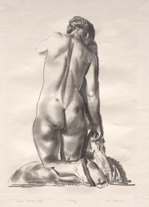 Aktstudie, Frau kniend auf einem Kissen von George Bellows