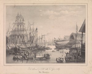 Der Stapellauf des 84-Kanonen-Schiffs HMS 