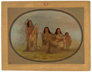 Ein Blackfoot-Häuptling, seine Frau und ein Medizinmann