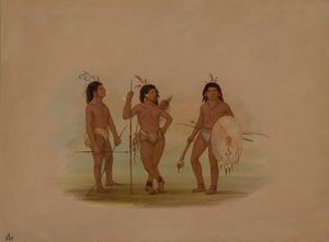 Ein Puelchee-Häuptling und zwei junge Krieger, 1854-1869