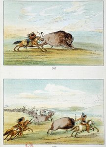 Amerikanische Indianer: Bisonjagd. Illustration von George Catlin (1794-1872) von George Catlin