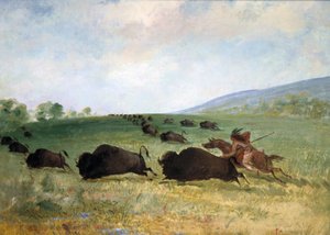 Ein Osage-Indianer jagt einen Büffel von George Catlin