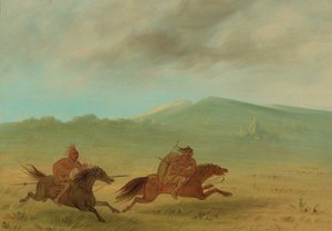 Ein Osage-Indianer verfolgt einen Camanchee