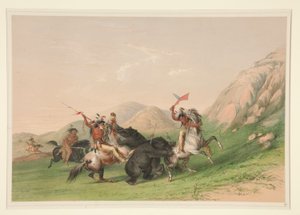 Angriff auf den Grizzlybären, Tafel 19 aus dem Nordamerikanischen Indianer-Portfolio
