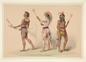 Ballspieler, Tafel 21 aus dem Nordamerikanischen Indianer-Portfolio von George Catlin
