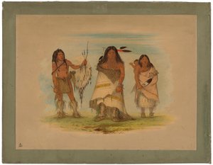 Camanchee-Häuptling, seine Frau und ein Krieger, 1861 von George Catlin