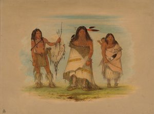 Camanchee Häuptling, seine Frau und ein Krieger, 1861 von George Catlin