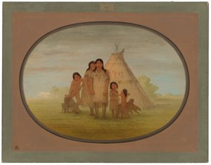 Kinder eines Camanchee-Häuptlings und Wigwam