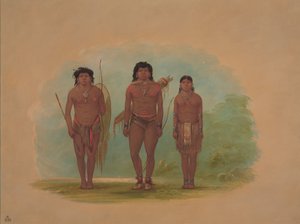 Chaco-Häuptling, seine Frau und ein Krieger, 1854-1869