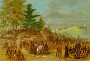 Häuptling der Taensa-Indianer empfängt La Salle. 20. März 1682