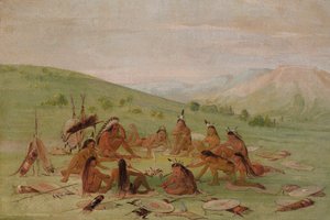 Fuß-Kriegspartei im Rat, Mandan, 1835-1837 von George Catlin