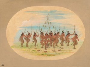 Grüner Mais-Tanz - Minatarrees, 1861 von George Catlin