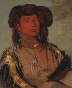 Ha-wón-je-tah, Ein Horn, Häuptling des Miniconjou-Stammes, 1832 von George Catlin