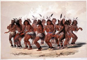 Indischer Bärentanz - Lithografie von Georges Catlin