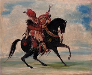 Kee-o-kúk, Der wachsame Fuchs, Häuptling des Stammes, zu Pferd, 1835