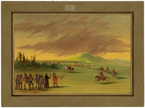 La Salle trifft auf eine Kriegspartei der Cenis-Indianer auf einer texanischen Prärie. 25. April 1686 von George Catlin