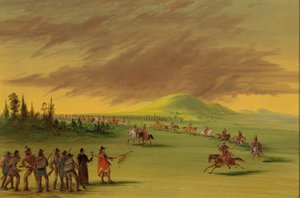 La Salle trifft auf eine Kriegspartei der Cenis-Indianer auf einer Prärie in Texas, 25. April 1686, 1847-1848