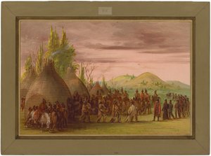 La Salle wird im Dorf der Cenis-Indianer empfangen. 6. Mai 1686 von George Catlin