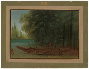 Ein Kanu zu Wasser lassen - Nayas-Indianer