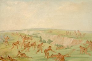 Mandan greifen eine Gruppe von Arikara an, 1832-1833 von George Catlin
