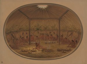 Mandan-Zeremonie - Das Wasser sinkt, 1861-1869 von George Catlin