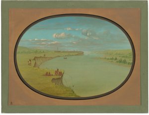 Mandan-Dorf - Eine entfernte Ansicht von George Catlin
