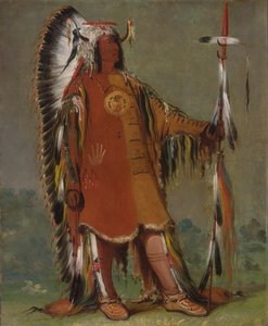 Máh-to-tóh-pa, Vier Bären, Zweiter Häuptling, in voller Tracht, 1832 von George Catlin