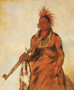 No-o-mún-nee, Geht im Regen, ein Krieger von George Catlin