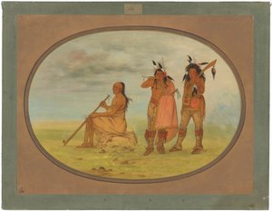 Alter Menominee-Häuptling mit zwei jungen Gecken von George Catlin