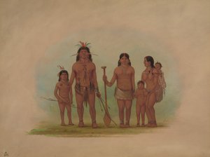 Orejona Häuptling und Familie, 1854-1869 von George Catlin