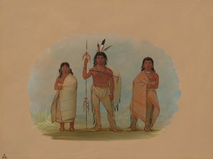 Ottawa-Häuptling, seine Frau und ein Krieger, 1861-1869