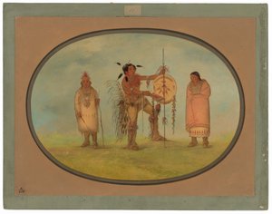 Saukie-Krieger, seine Frau und ein Junge von George Catlin