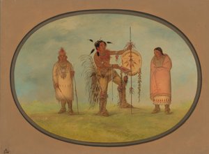 Saukie-Krieger, seine Frau und ein Junge von George Catlin