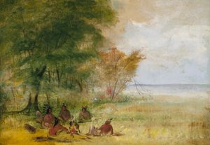 Sioux-Indianerrat, Häuptlinge in tiefer Beratung