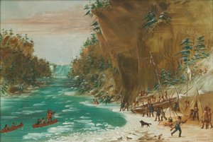 Die Expedition lagerte unterhalb der Niagarafälle. 20. Januar 1679