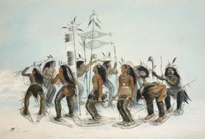 Der Schneeschuh-Tanz, veröffentlicht 1845, Farblithographie
